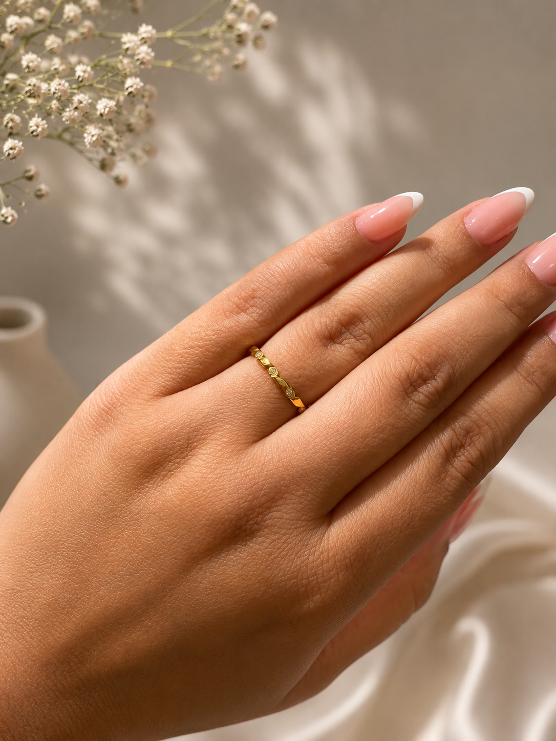 Minimalist Diamond Accent Gold Band Ring