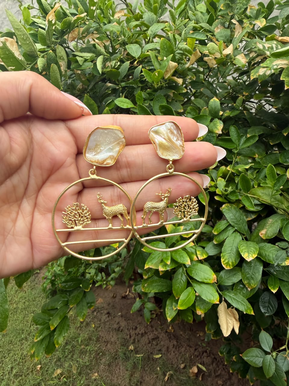 Nature-Inspired Deer Hoop Earrings