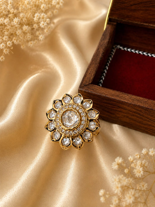 Radiant Floral Kundan Statement Ring