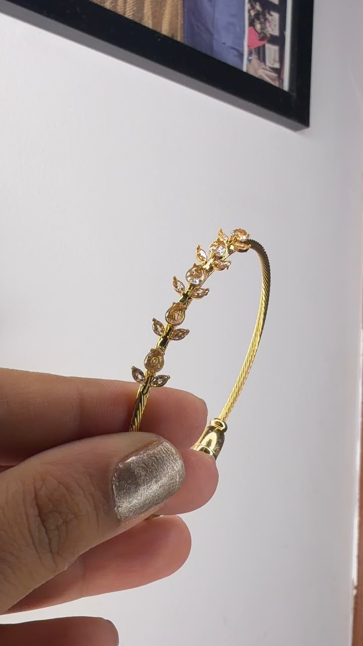 Gold tone rose vine crystal bangle second alternate view