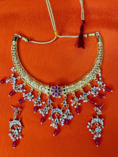 Ruby Pearl Chandbali Heritage Necklace Set